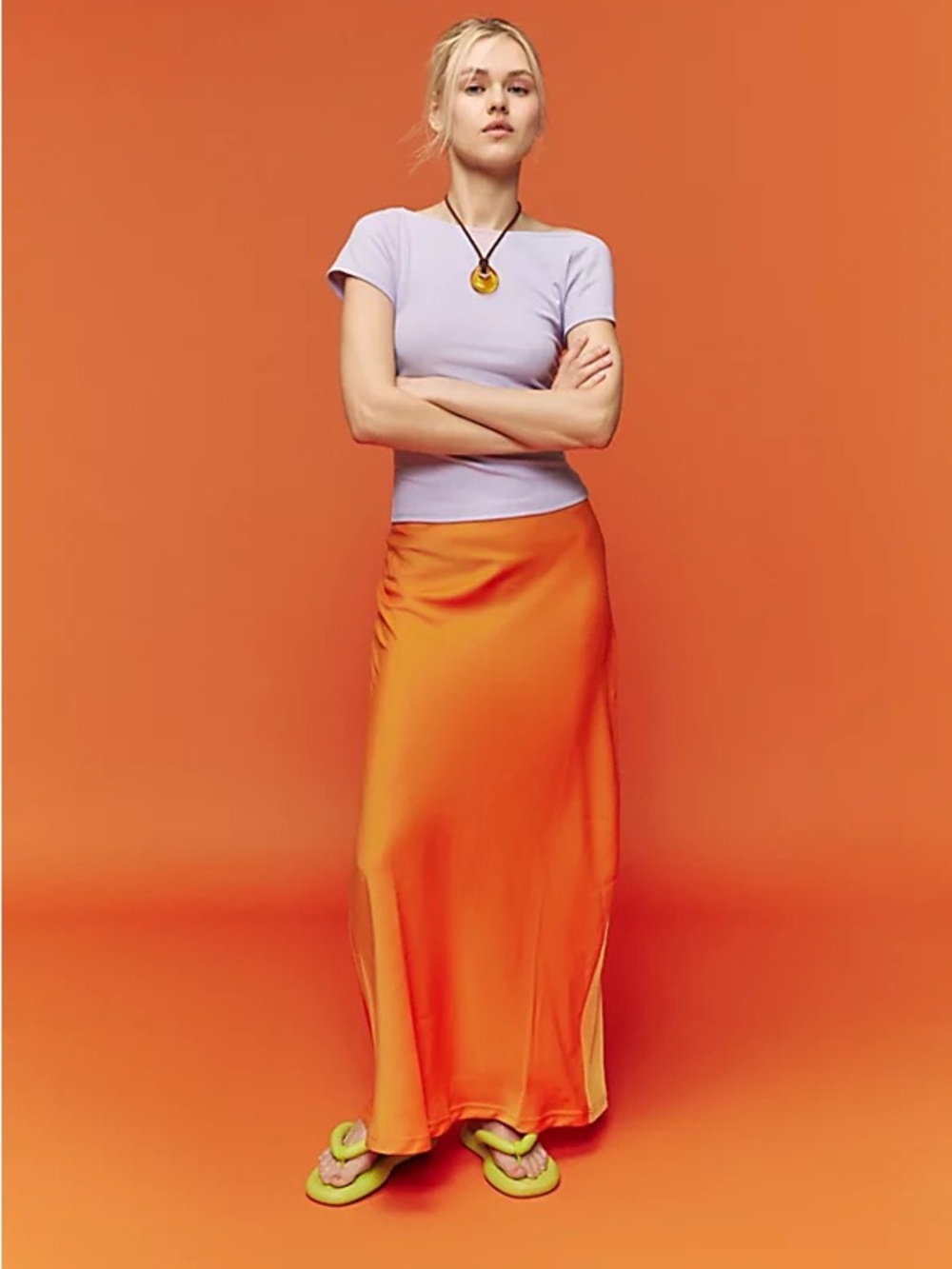 urban outfitters satin maxi skirt